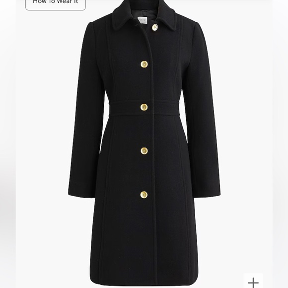 J.Crew Black Wool Lady Day Coat size 12 - NEW with Tags - Picture 4 of 4